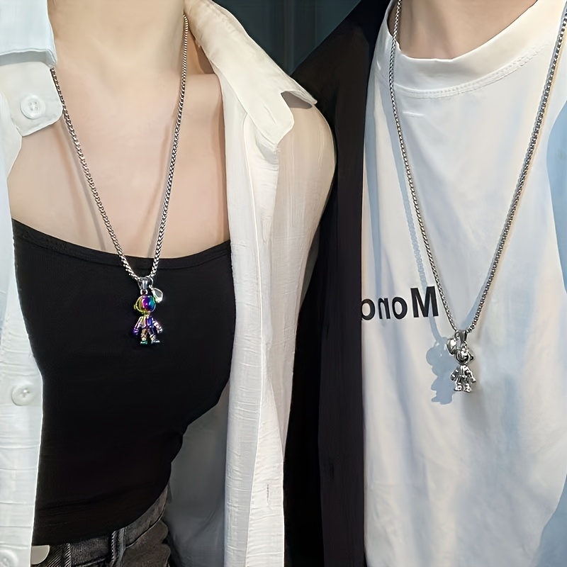 TEMU A Pair Of 304 304 Stainless Steel Couple Astronaut Pendant Necklaces, Promise Necklaces Suitable For Friendship Between Men And Women