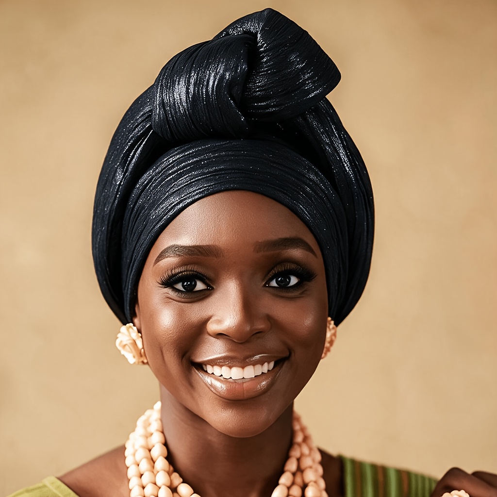 TEMU Gele africain foulard pour pour femme, turban traditionnel nigérian yoruba, élégant de soirée en velours brillant, options multicolores, chapeau