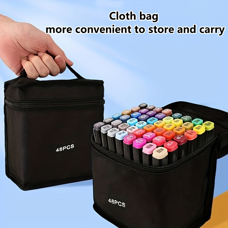 

48 Color Double-ended Marker Pen Set With Cloth Bag - Suitable For Students And Artists