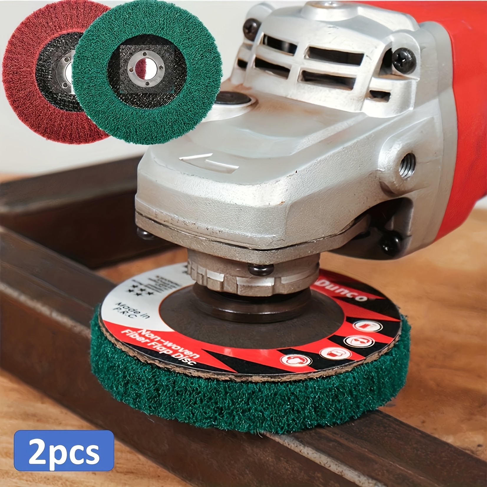 Image of 2pcs Heavy Duty 180/320 Mesh Nylon Fiber Grinding Wheel Discs - 4 Inch Metal Grinding And Polishing Discs For Deburring, Rust Removal, Sanding Iron, Copper - Compatible With Grinders And Polishers