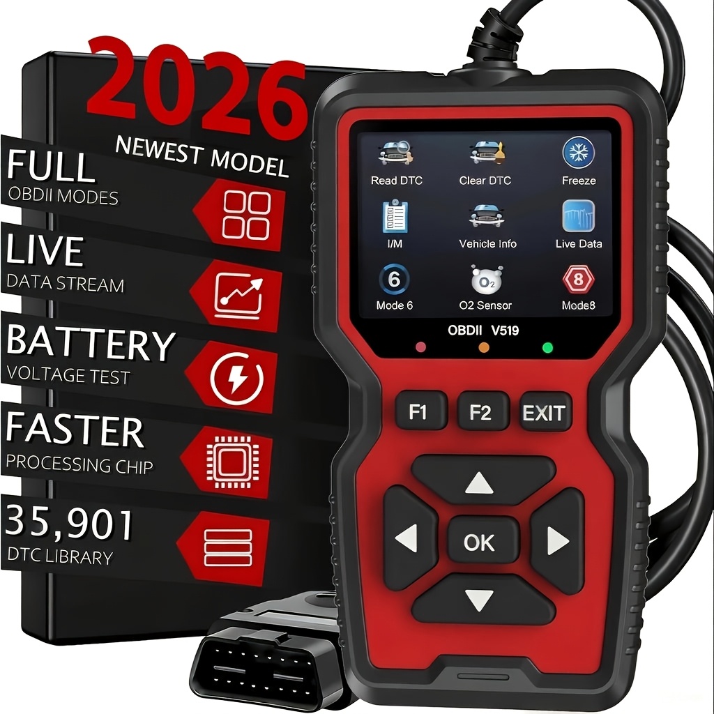 TEMU 2024 New V519 Scanner Real-time Data Professional Technician Obdii Diagnostic Code Reader Engine , Without Battery