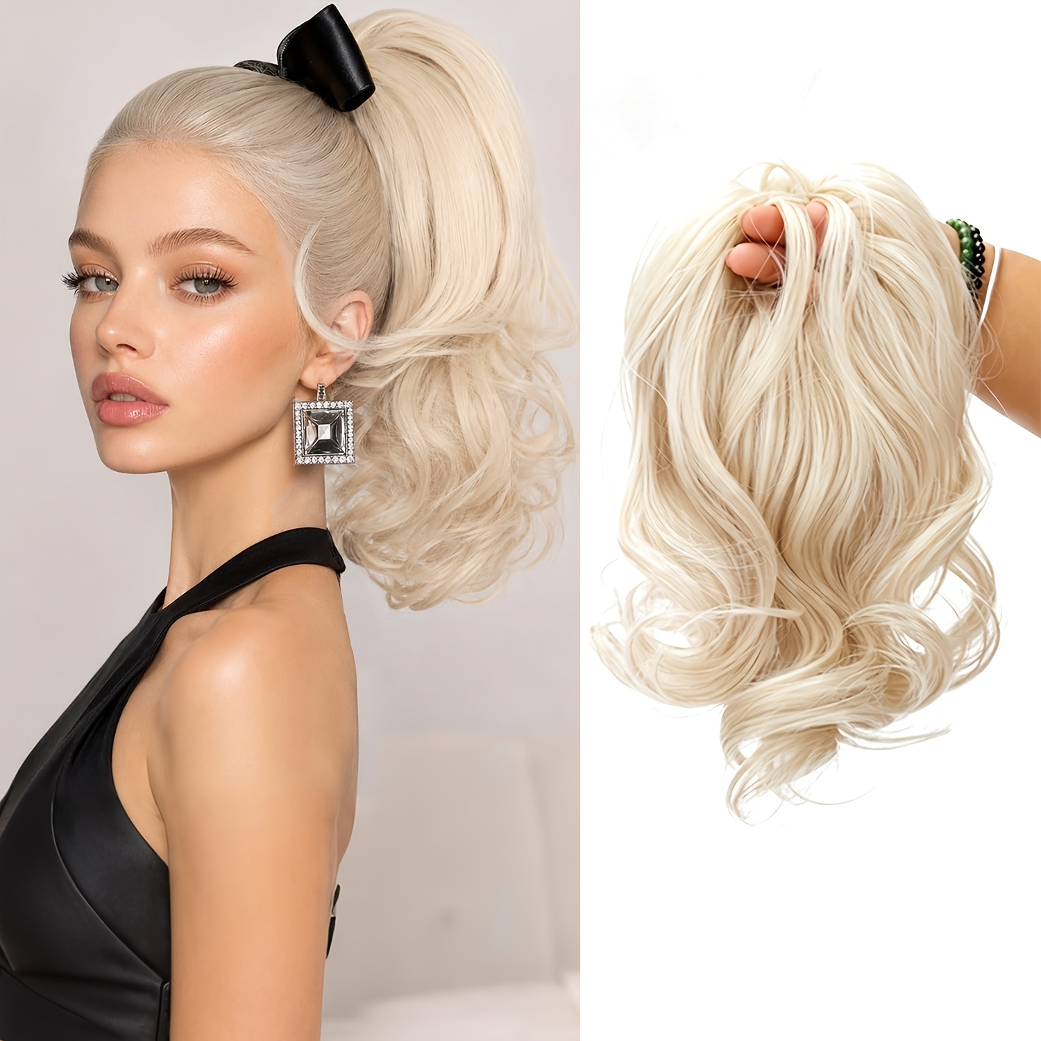 TEMU Voguesi 10-inch Short Ponytail Wig With Volume Boosting Hairpiece - Look Short Hair Wig Suitable For Parties, Halloween, Christmas, Daily Wear,