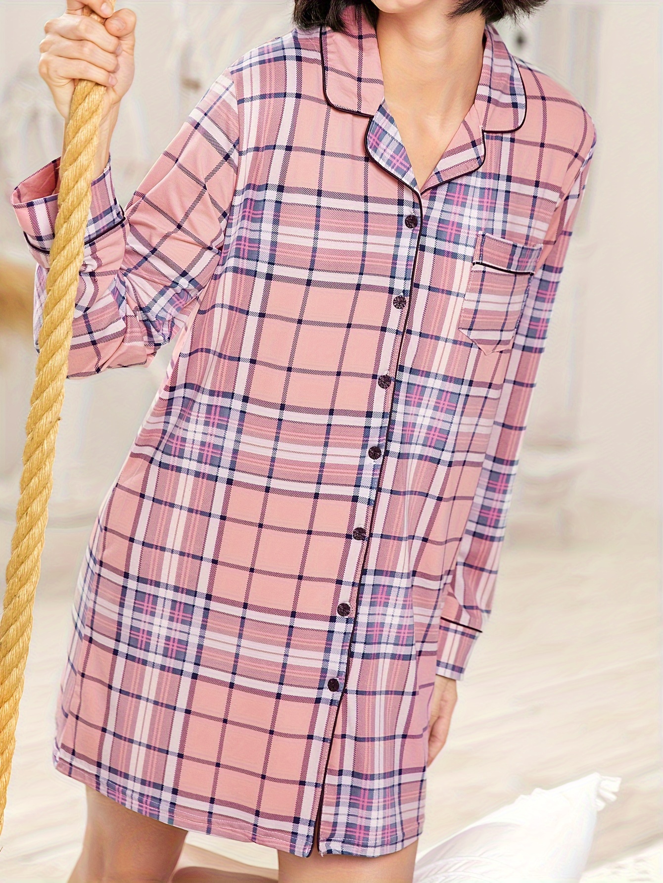 Polka Dot Zipper Night Robe Casual Comfy Long Sleeve Flannel - Temu Canada