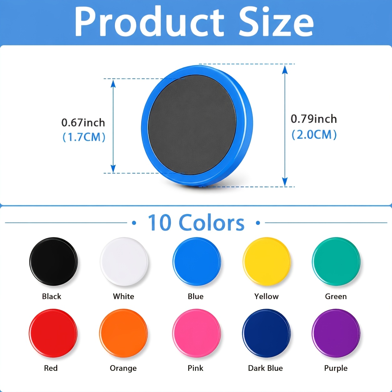 Image of 58-pack Refrigerator Magnets, 10 Colors Colorful Round Fridge Magnets For Whiteboard, Locker, Map, Kitchen