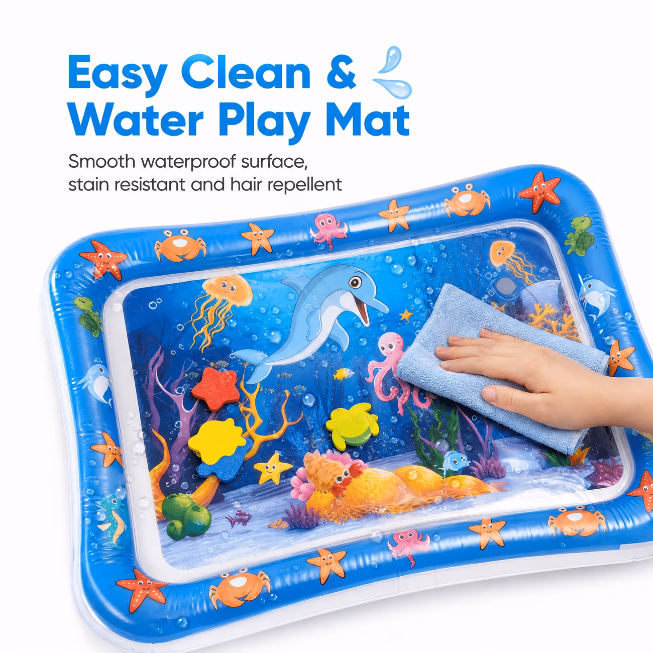 cat water mat with fish thickened sensory water play mat toy scratch resistant pvc water play mat summer cooling interactive for cats and kittens indoor pet water bed play mat without battery Product details 4