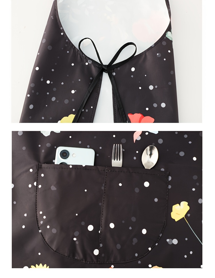 chic butterfly print polyester apron oil waterproof ideal for cooking gardening details 4