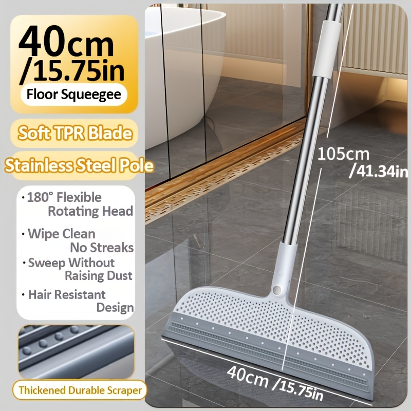 TEMU Joybos Floor Squeegee, 180 Degree Rotating , Squeegee For Floor With Long Handle, Squeegee Broom For Water And Pet Hair Removal On Bathroom