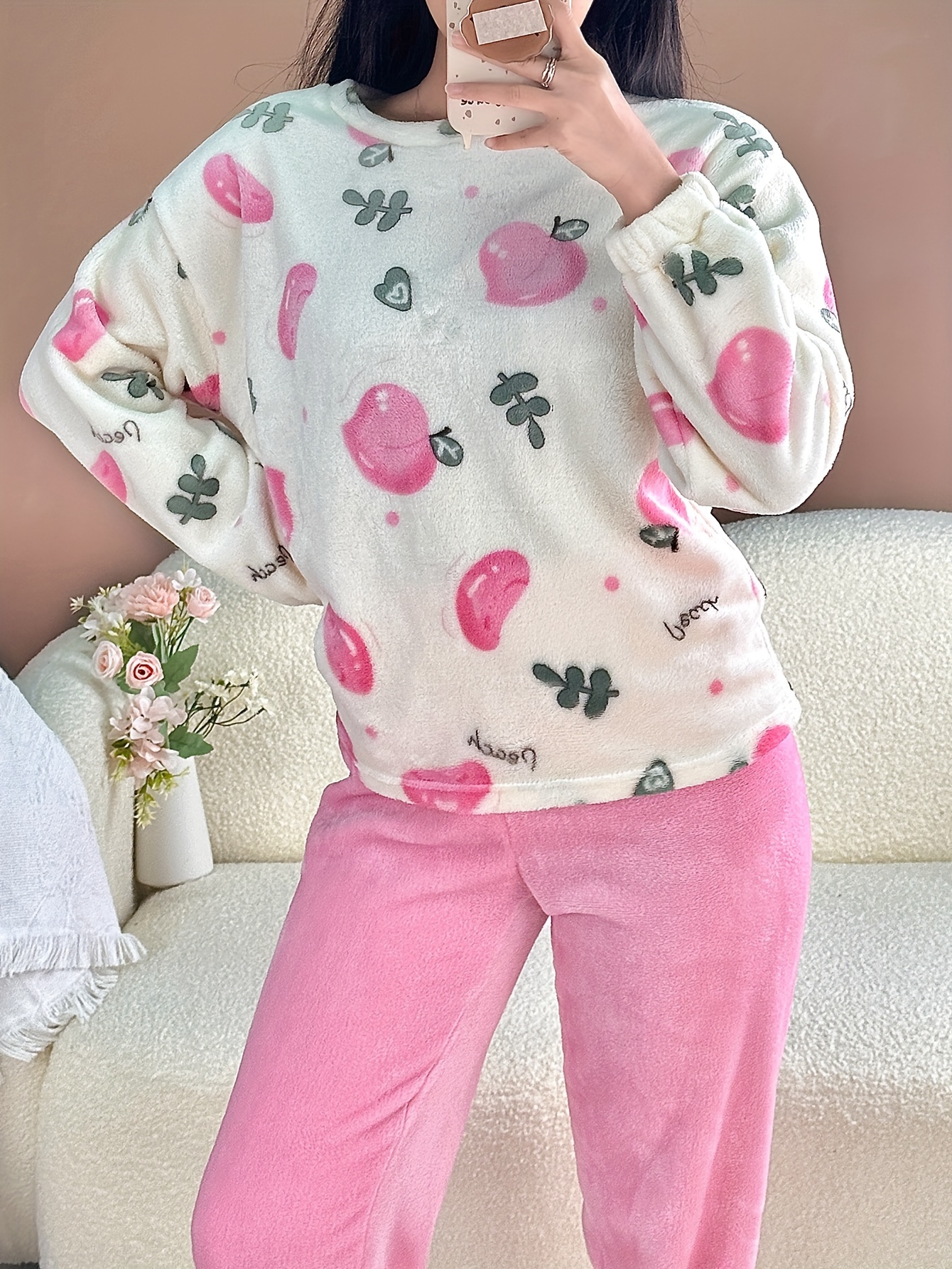 pezzi pigiama in pile caldo autunnale e invernale donna Temu Italy