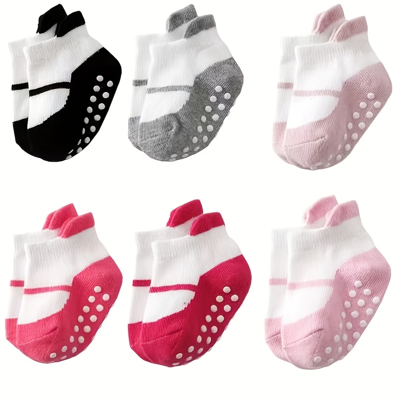 Image of 6 Pairs Of Non-slip Socks For Baby Girls, Suitable For Indoor Use, Perfect For Toddlers And Infants