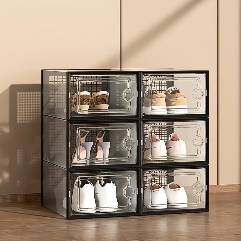 

6 Transparent Shoe Boxes With , Foldable And Stackable Shoe Racks, Plastic Sports Shoe Containers, Space Saving Storage Organizer, Used For Foyer, Bedroom, Home, Dormitory, And Ramadan Decoration