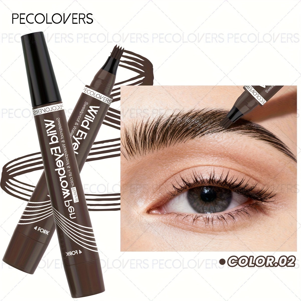 1pc Tip Liquid Eyebrow Pencil - Waterproof, With 4 Tips, Natural Gloss, , Used For Precise Application, And Look