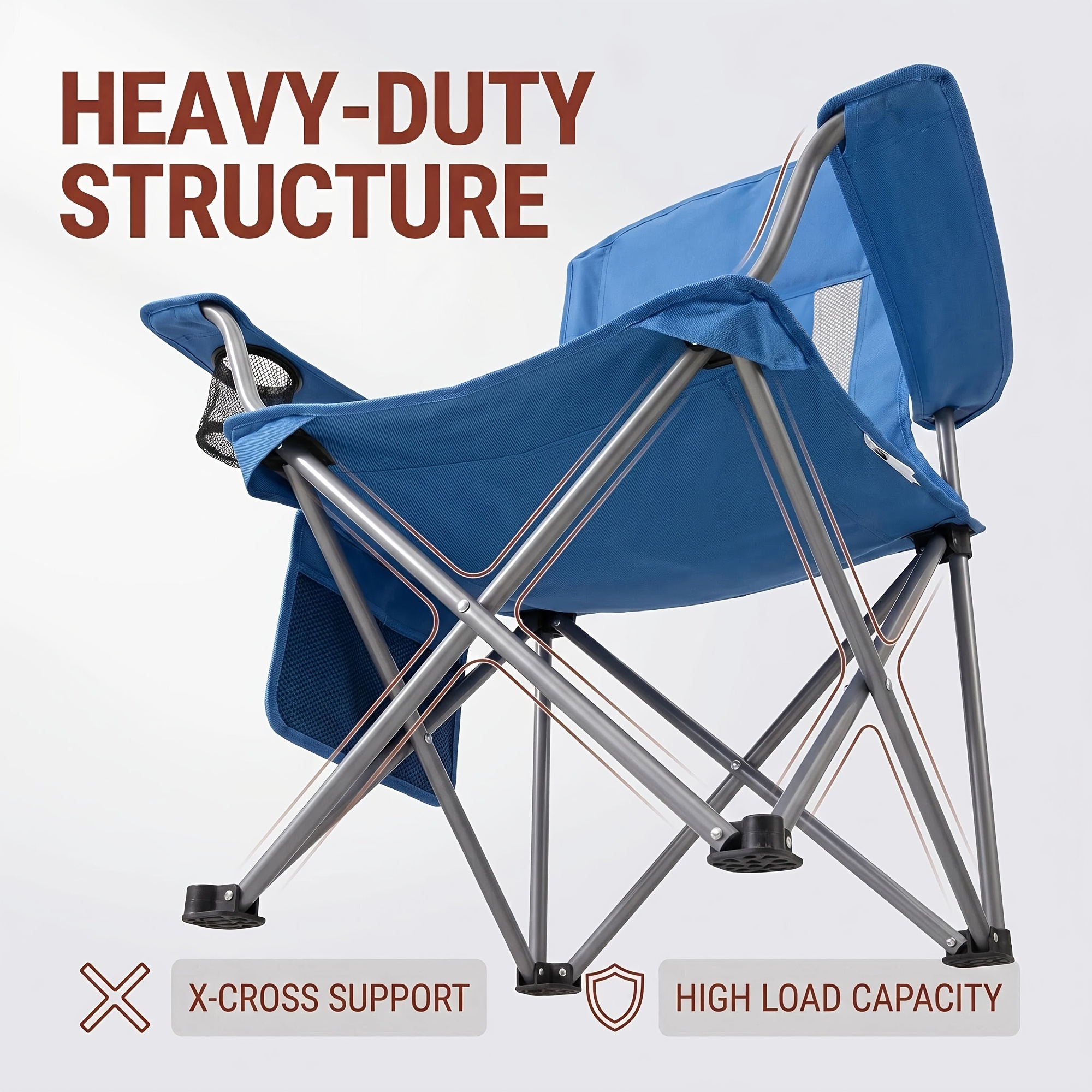 Foldable Camping Chairs, 2-Pack with Armrests and Cup Holder