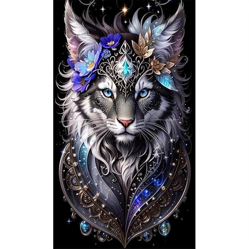 

5d Diy Diamond Painting Kit For Adults - Full Drill Round Acrylic Diamonds Art Home Wall Decor - Mystical Wolf Animal Theme - Complete Set For Beginners