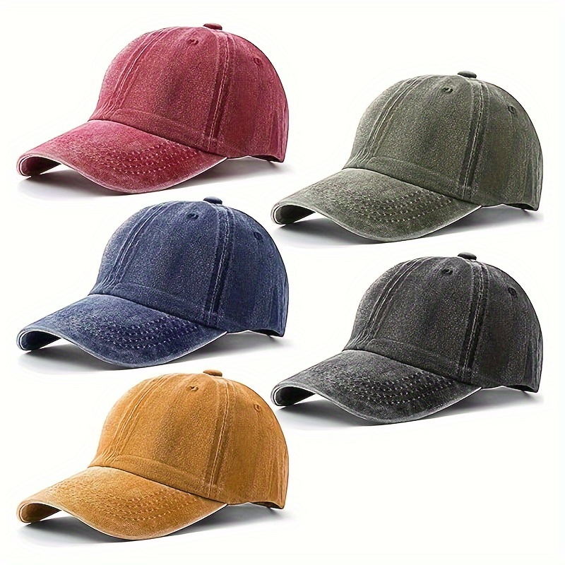 

5 Pieces Unisex Cotton Vintage Baseball Cap Low Profile Unstructured Baseball Hat Washed Distressed Twill Adjustable Dad Hat
