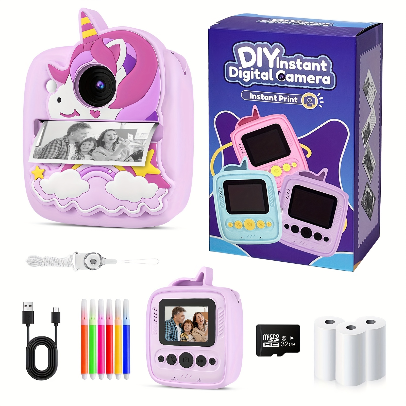 TEMU Ckate Kids Instant Print , Instant For Children Aged 3-12, Unicorn Adorable Black And White Print , Cheap Toys, Toys For Kids, Girl Toys, Kids