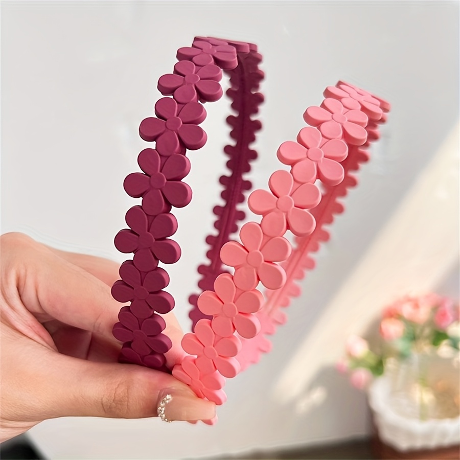 Image of 2pcs Flower Face Washing And Mask Applying Headband, Women's Hair Hoop, Hair Clip, Hair Tie, Hair Accessory, Hair Cave For Flyaways