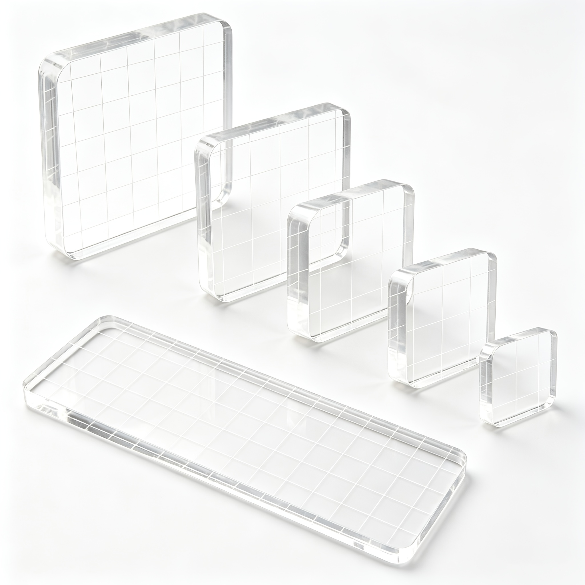 TEMU 6pcs Acrylic Stamp Block Transparent Embossing Tool Set With For Scrapbooking Craft Card Making, 6 Sizes For Perfect Stamp Images Time On Craft