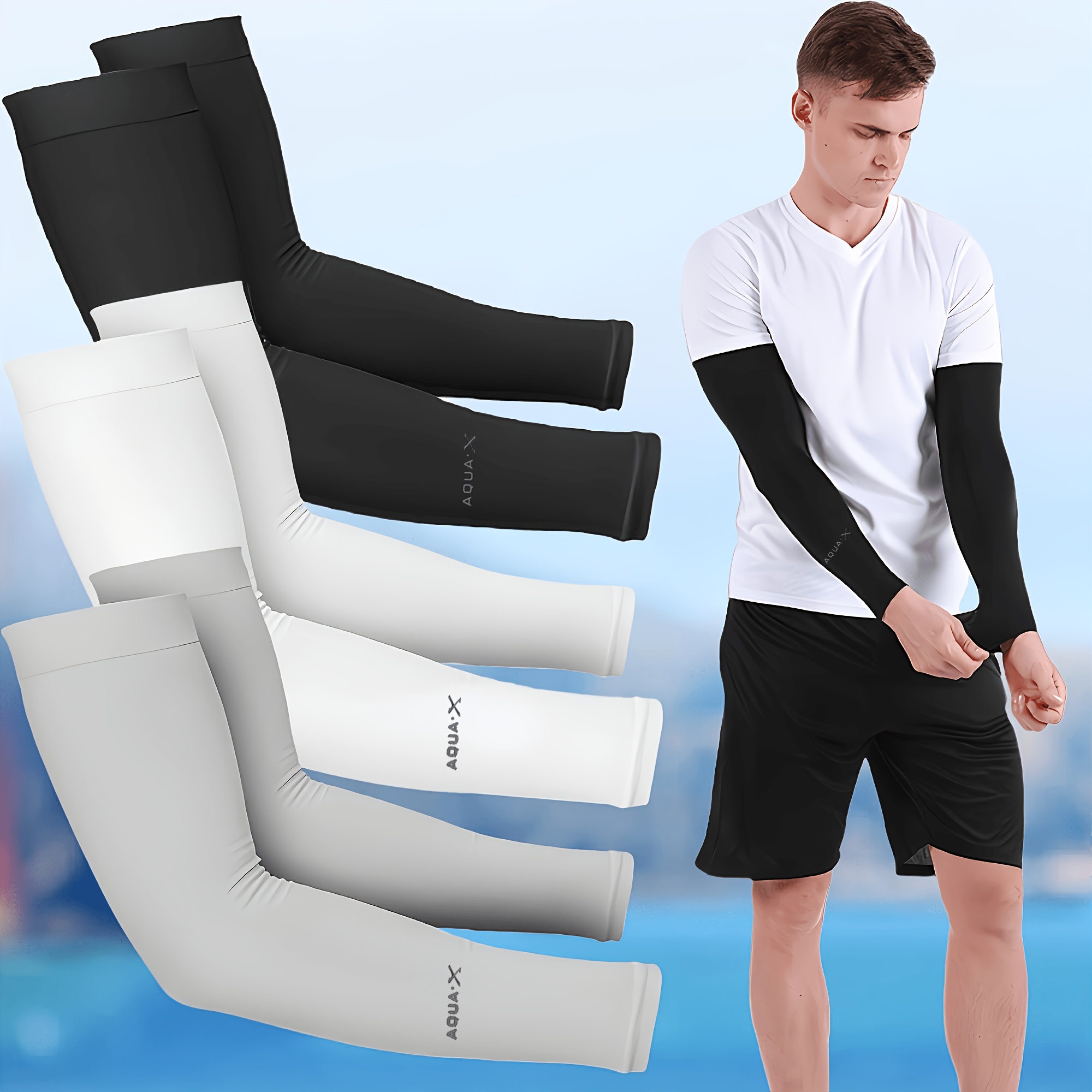 3 pairs of ice sensitive sunscreen ice sleeves breathable stretch quick drying fabric   summer sports cycling  