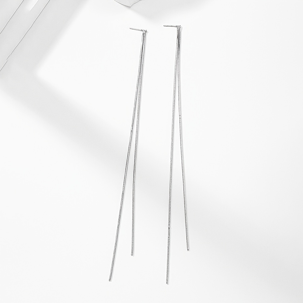 TEMU 1 pieza de aretes de acero inoxidable para mujer con borlas largas de diseño prémium, estilo elegante y moderno, adecuados para uso diario,