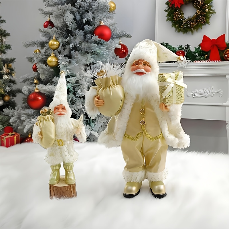 

Luxurious Golden Santa Claus Christmas Decorations, In 12-inch And 8-inch Sizes, Indoor And Outdoor Ornamentation.