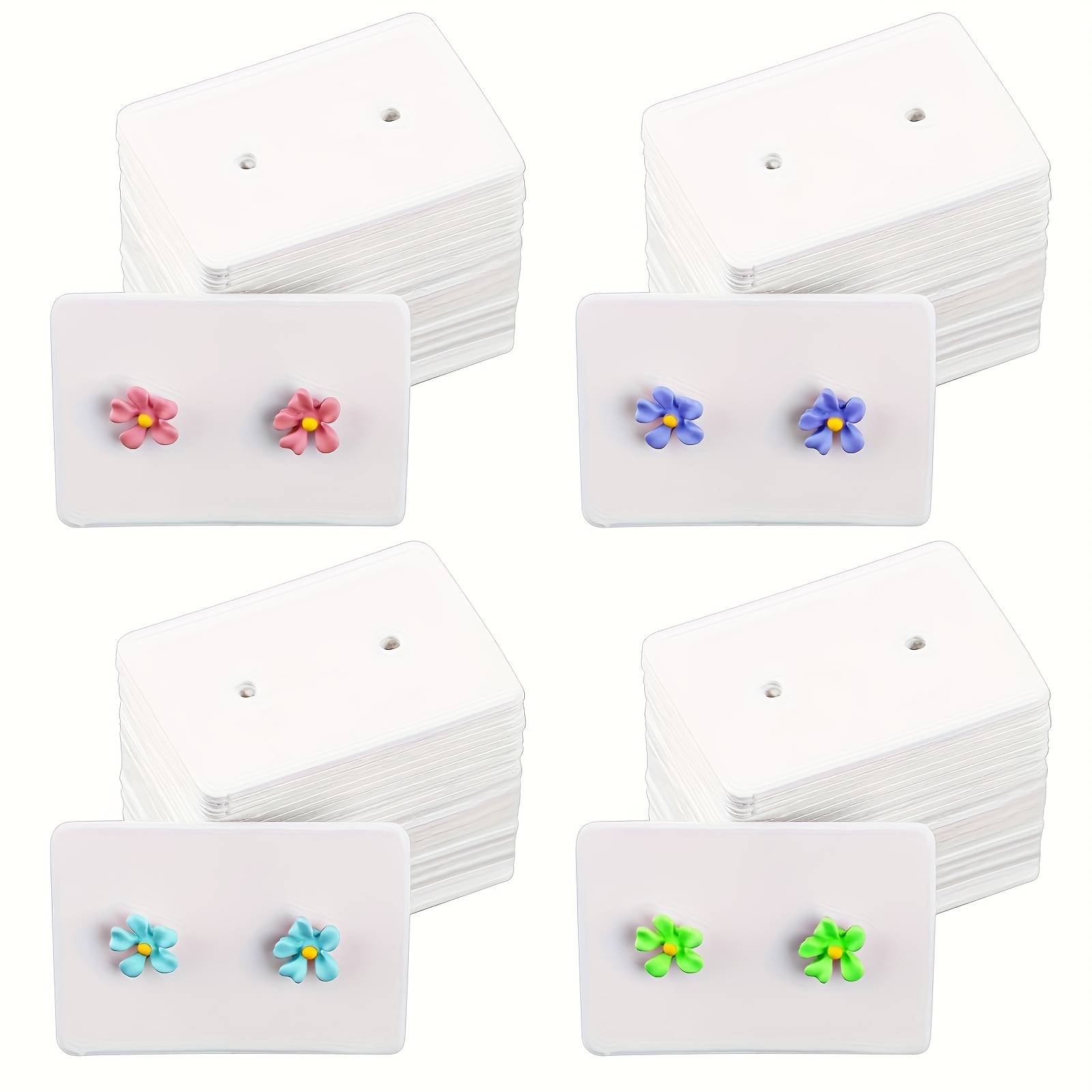 

200pcs White Earring Display Cards With Punch Holder - Jewelry, Necklaces & Small Businesses