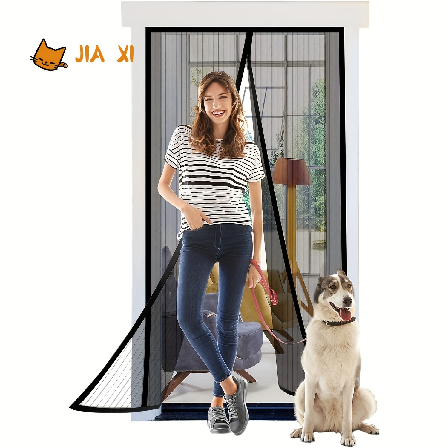 

Magnetic Screen Door, Self Sealing Screen Door, Heavy Duty Door Screen Magnetic Closure Keep Bugs Out, Retractable Screen Door Mesh - Pet And Kid Friendly