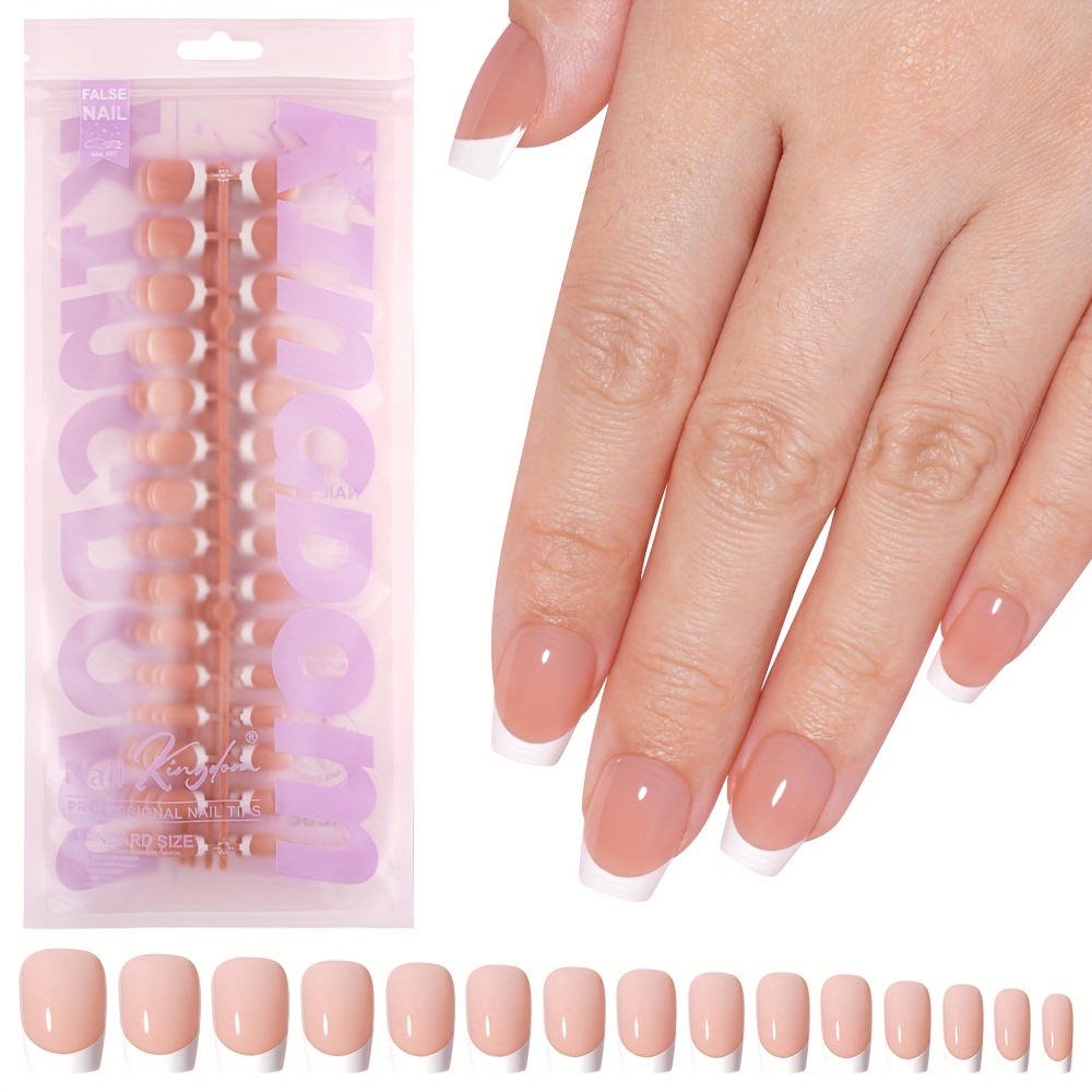 TEMU เล็บปลอมแบบฝัง French Press-On ทรงทันสมัย 120 ชิ้น ถอดออกได้โดยไม่ทิ้งรอย เป็นตัวแทนของเล็บปลอมรุ่นใหม่