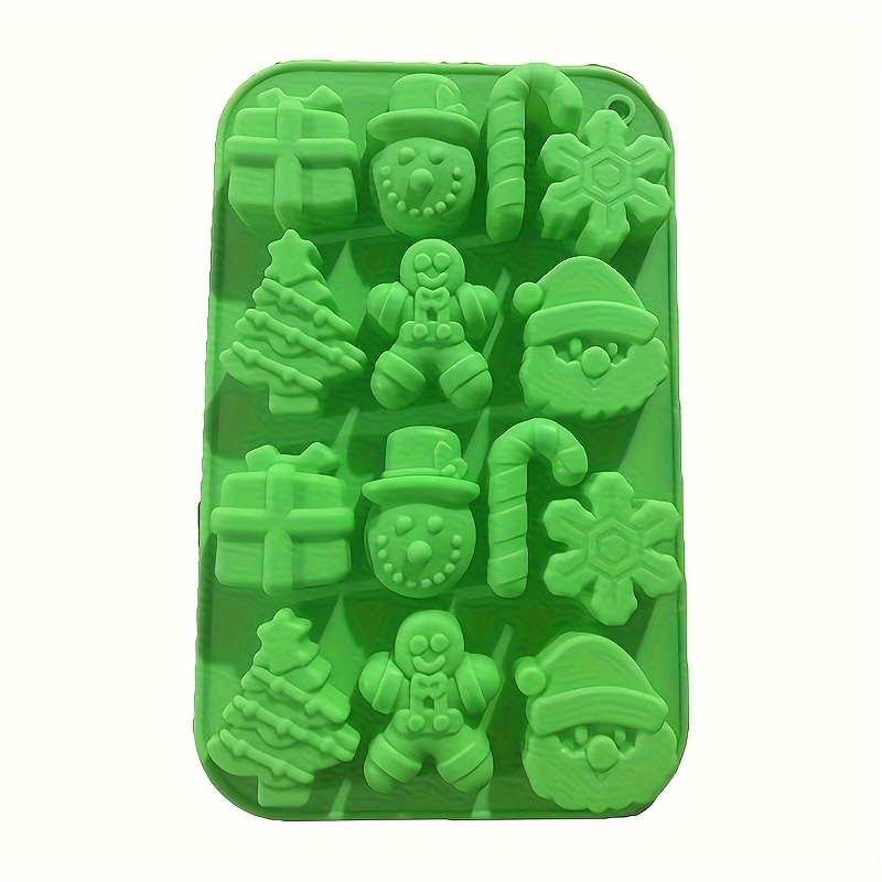 

14-cavity Christmas Silicone Mold For Baking - Snowman, Gingerbread For Man & Candy Cane Designs - Food Grade Kitchen Bakeware