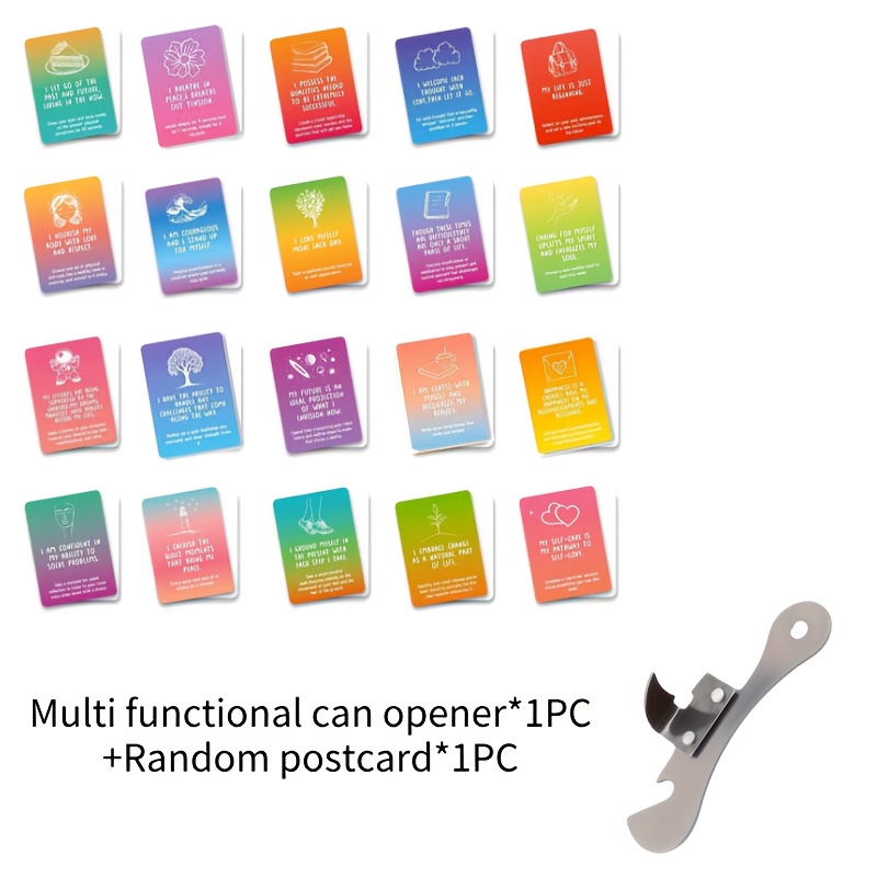 1pc Can Opener Bottle Opener Tool Ergonomic Grip Kitchen Essential Durable Household Gadget And Random Postcard