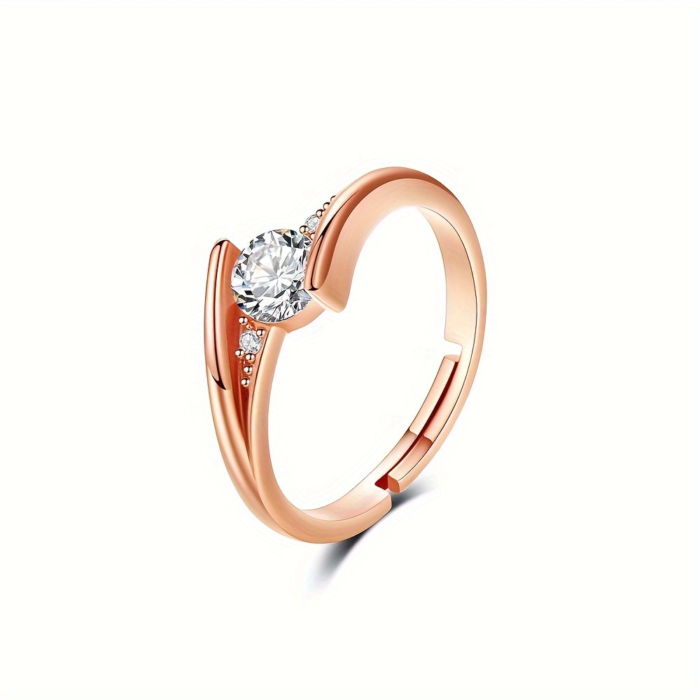 Cubic Zirconia Adjustable Open Ring - Women's Party & Wedding Accessory