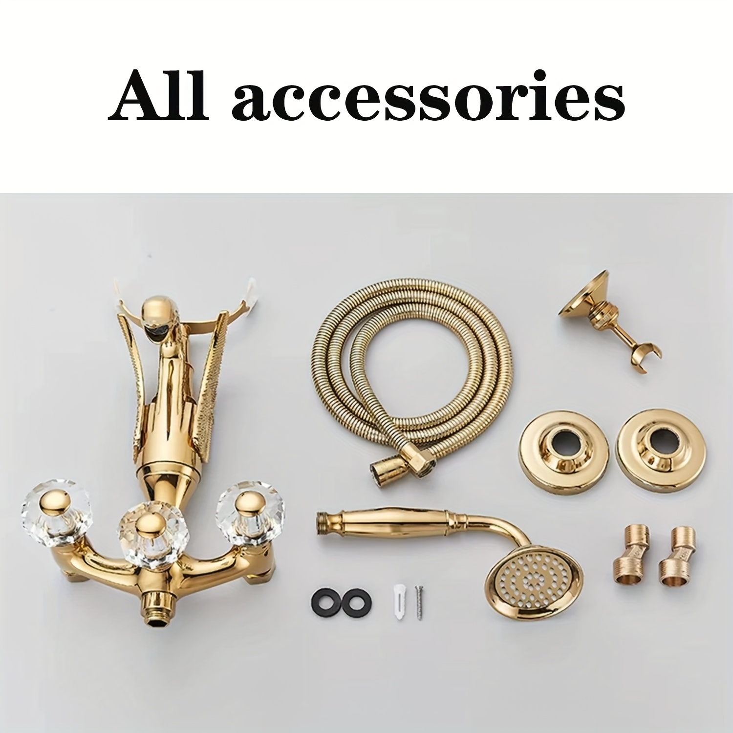 lyxigt gyllene badkarsblandare set med kristallhandtag - Temu Sweden