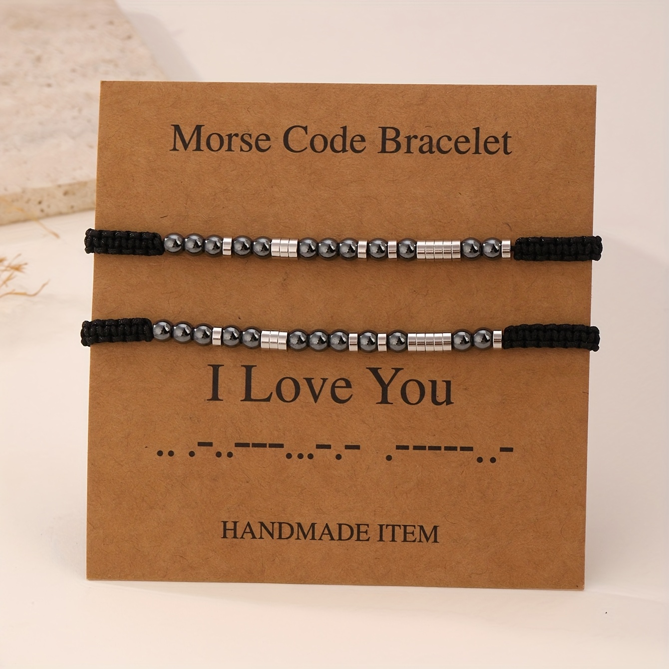 TEMU Bracciale con perline di con il messaggio "TI AMO" in codice , accompagnato da una , come regalo persona amata