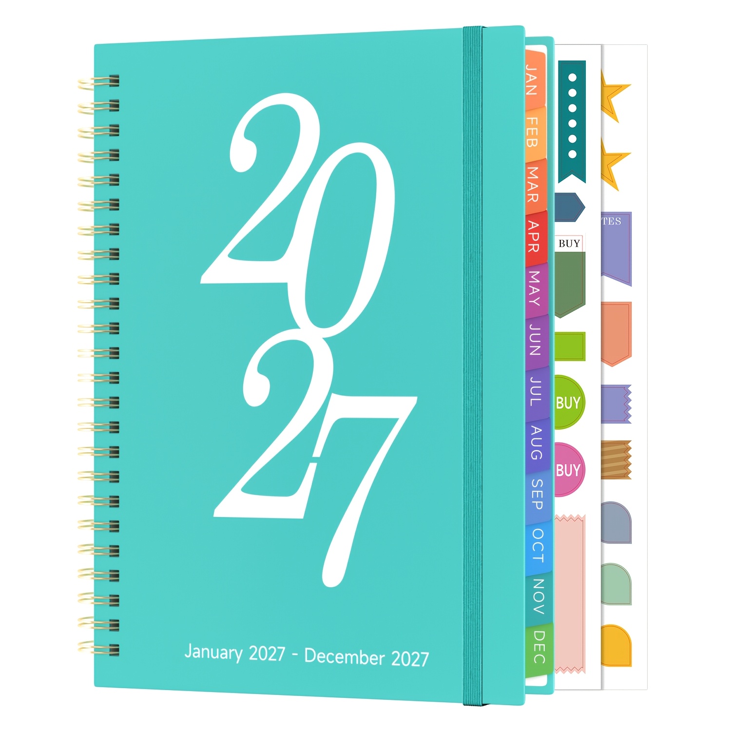 Image of Dzhzal 2027 Planner Academic/ - Dual Spiral Bound Hardcover Planner With Color-coded Monthly Tabs, A5 Pocket Planner Suitable For, Office,, Dated Calendar Jan-dec 2027, Planning Stickers Included