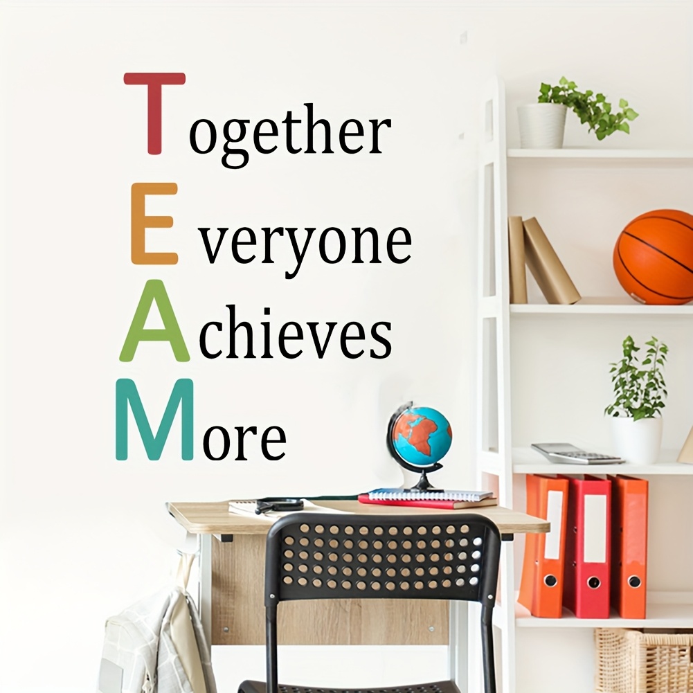 colorful   everyone achieves more motivational wall sticker self   pvc contemporary style ideal for office meeting room decor meeting room decor inspirational quote vibrant text design