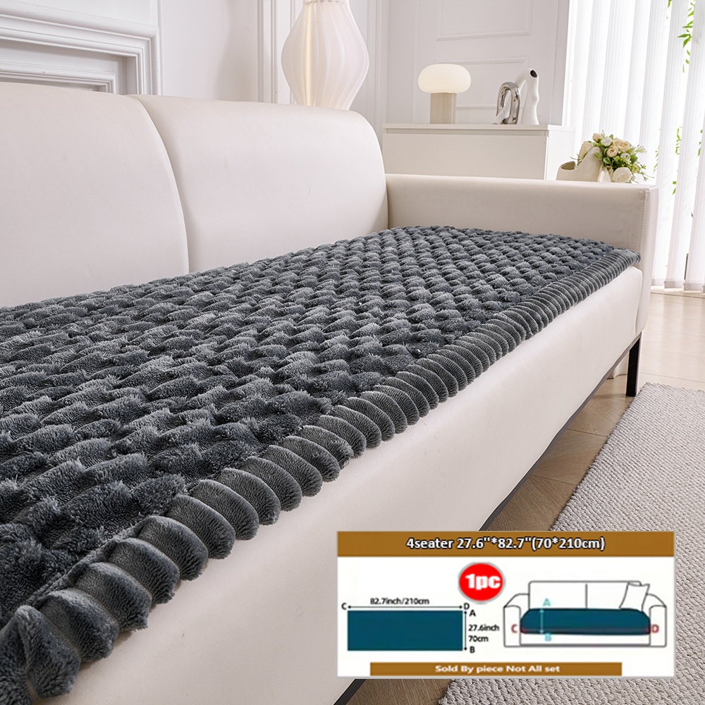 TEMU 1 coussin de canapé épais de couleur unie, style européen , style minimaliste moderne, anti-dérapant, chaud, en peluche courte, protection de