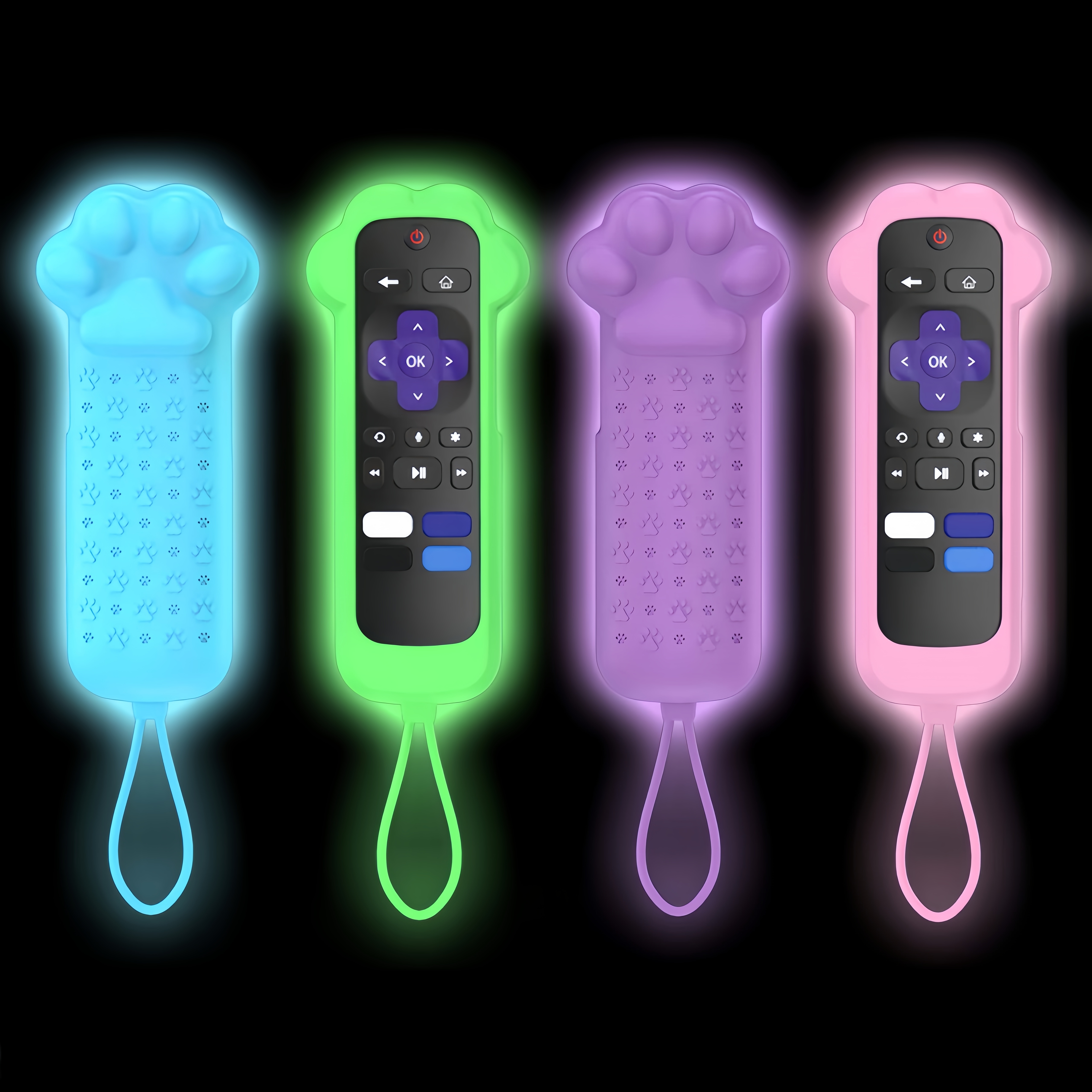 

Silicone Remote Control Case For Tv Remote - Glow In The Dark Silicone Cover With Lanyard For 4k+ Hd , Simple Remote, Voice Remote - Uncharged, No Battery, Non-wireless