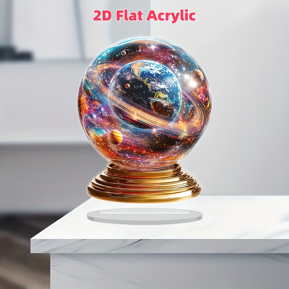 

1pc Multifunctional 2d Acrylic Ball - Space Themed Decorative Sphere For Home, Office, Bedroom, Living Room - Indoor & Outdoor Use, No Electricity Needed, National Aviation Day Collectible Figurine