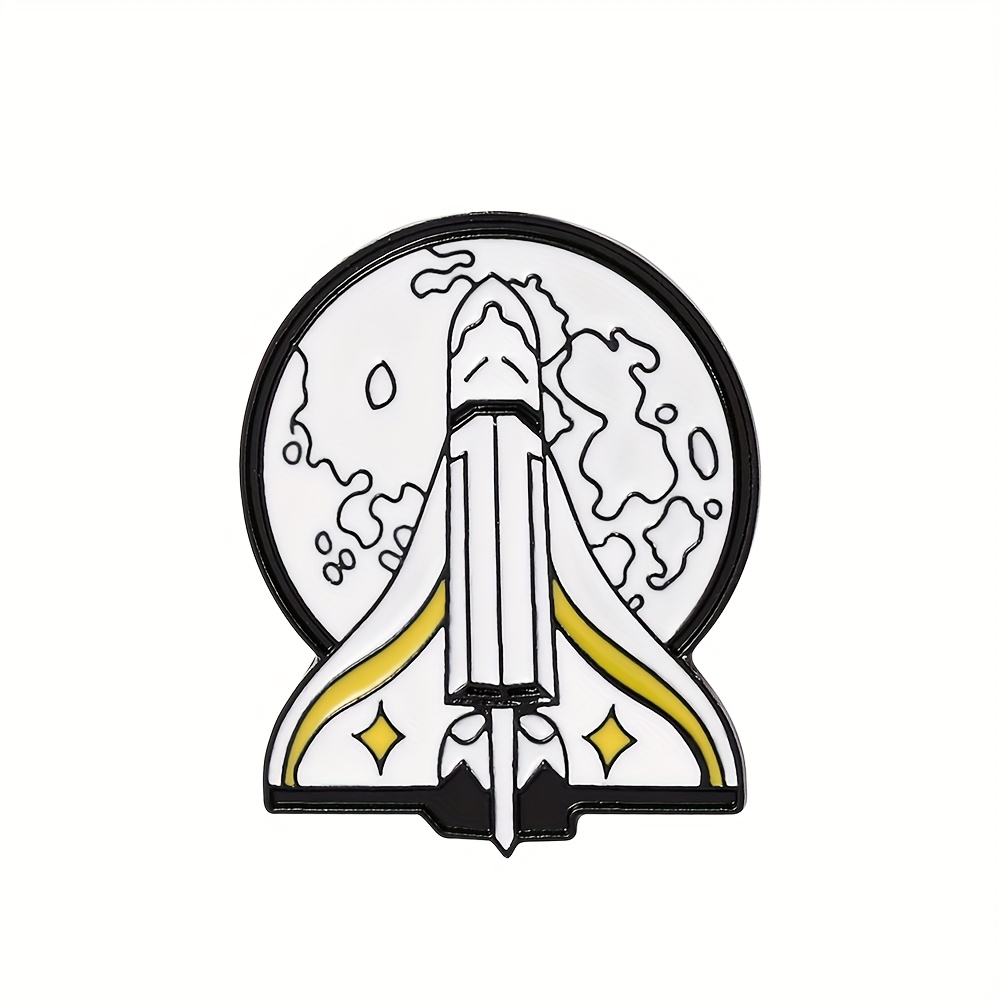 TEMU 1pc Anime Cartoon Brooch Lunar Spaceship Enamel Pin For Bags And Clothing Jewelry Metal Badge Additions For Holiday Presents