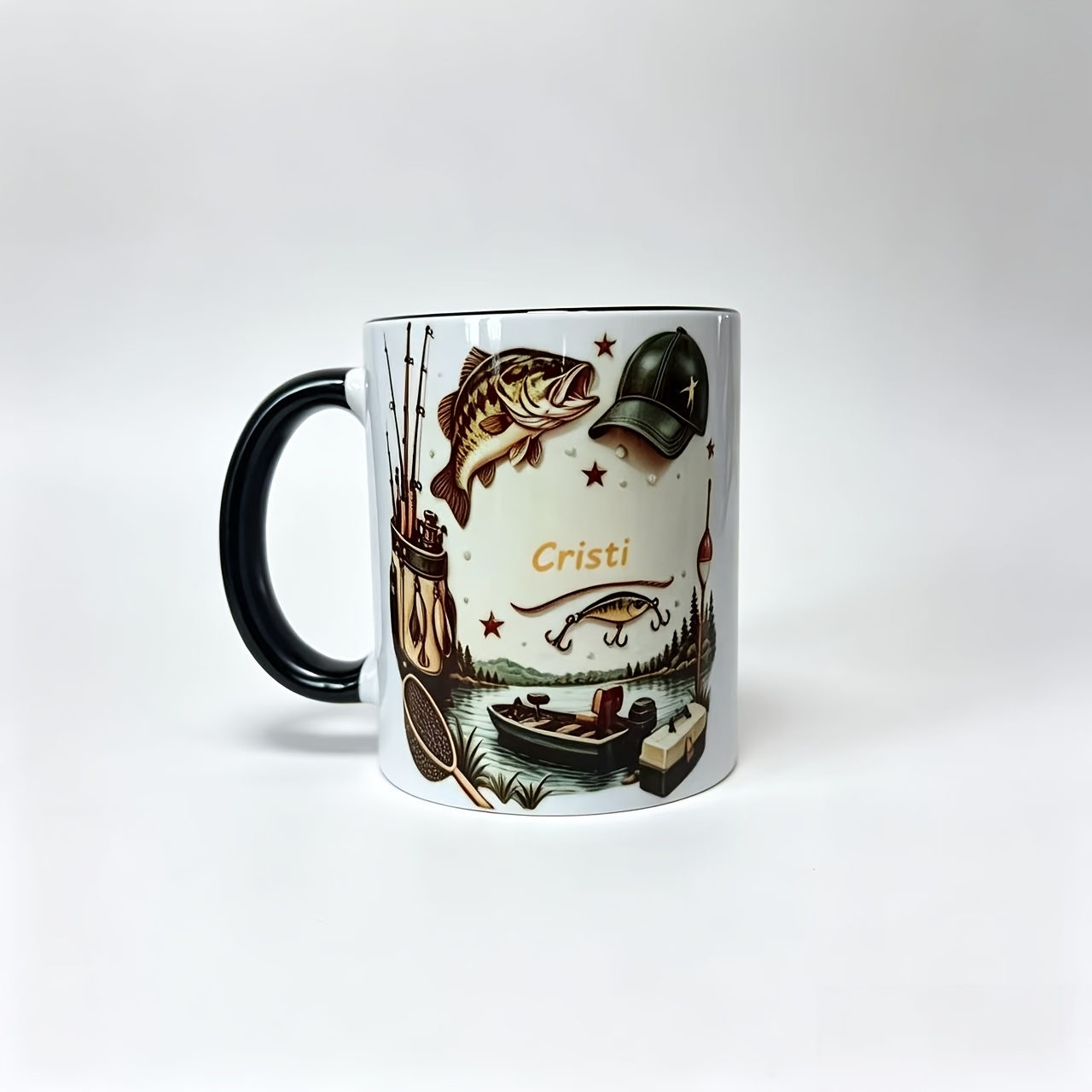 TEMU A Fishing Themed Mug, Personalized Coffee Cup, A Gift For Father/husband, 2d Flat Print, Suitable As A Gift For Birthdays, Anniversaries,