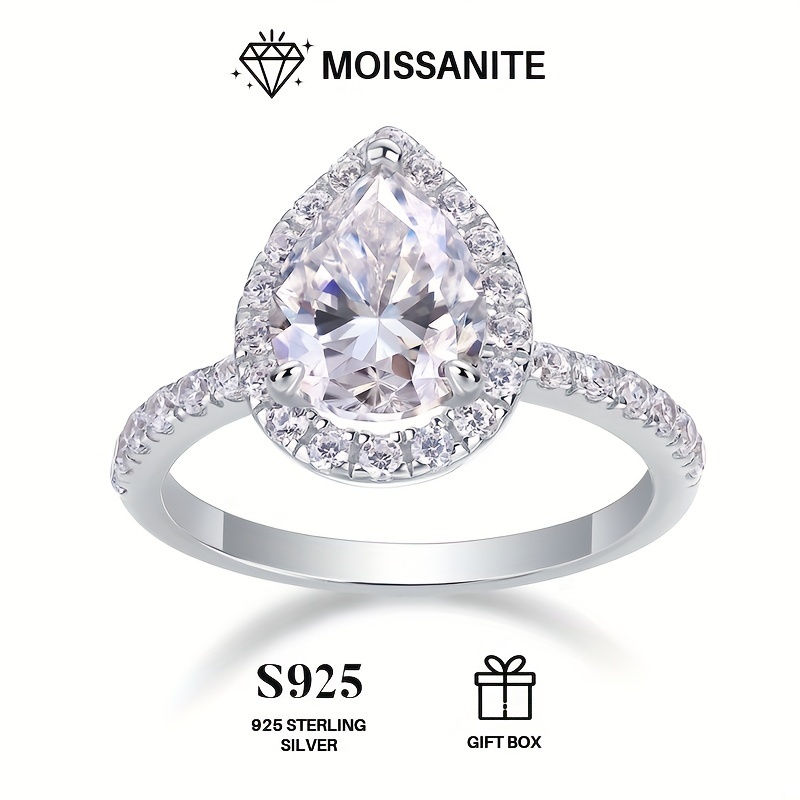 Moissanite Ring 925 Sterling Silver Wedding Ring for Men and Women