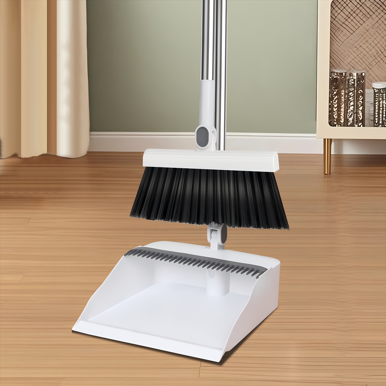 TEMU Household Broom Set, Long Handled Floor Cleaning Broom Dustpan Set, Rotatable Broom And Dustpan With Comb, Used For Removing Dust And Garbage,
