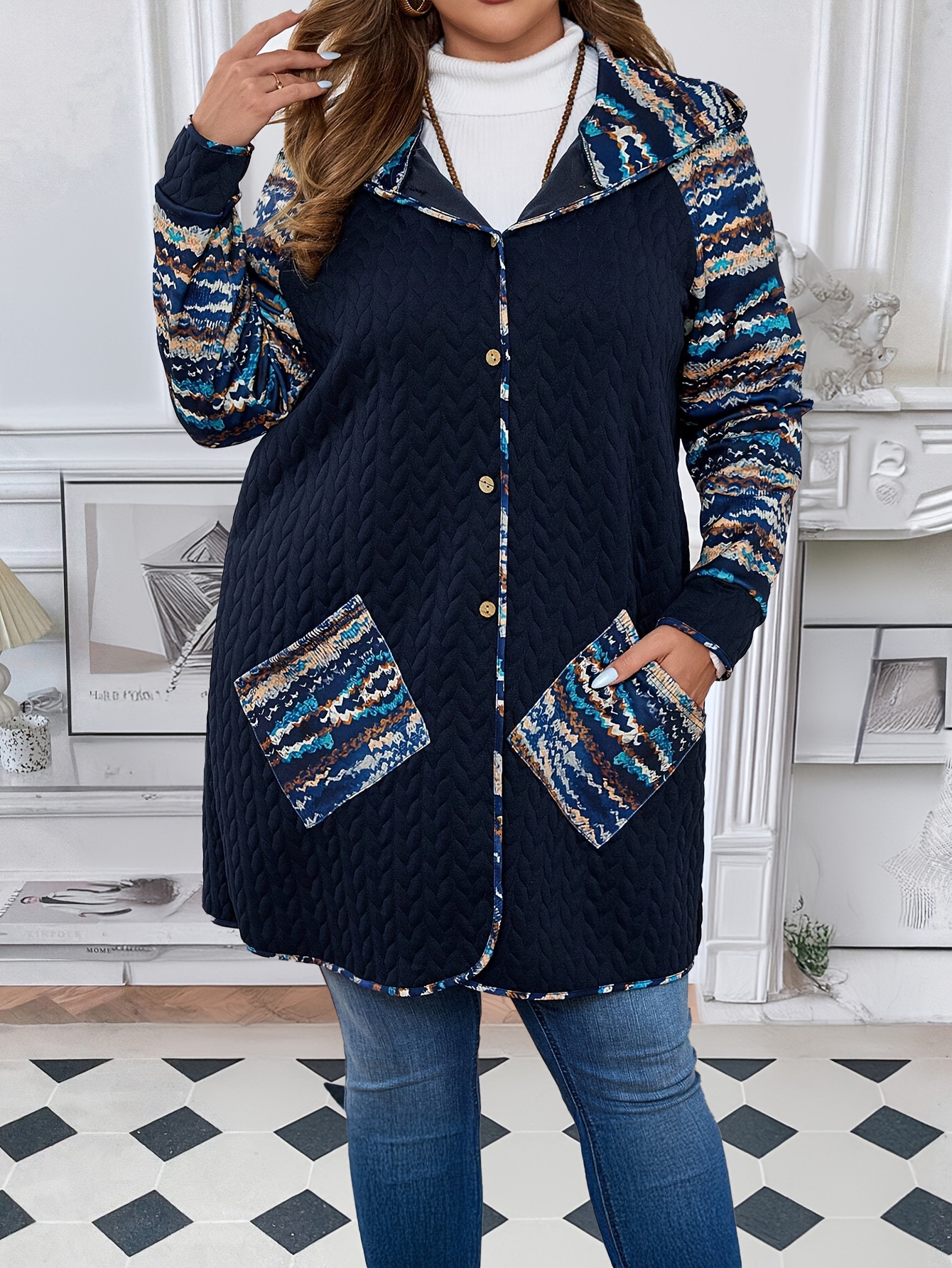 plus size casual hooded winter coat women polyester quilted Temu