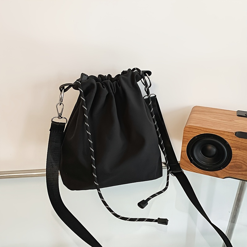 

Women's Solid Color Crossbody Bag, Casual Versatile Nylon Shoulder Pouch, Mini Drawstring Bag For Daily Use