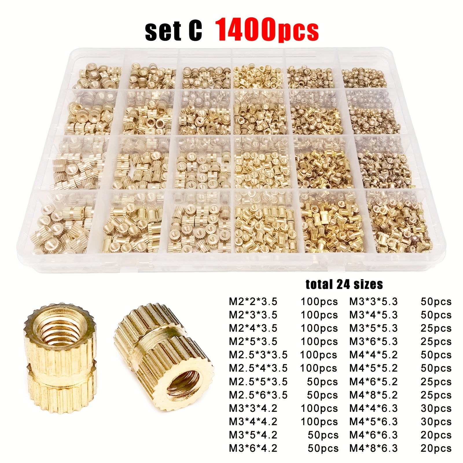 

[top-] Brass Kit - 500/750/1400pcs, M2-m4 , Coverage, -in Installation