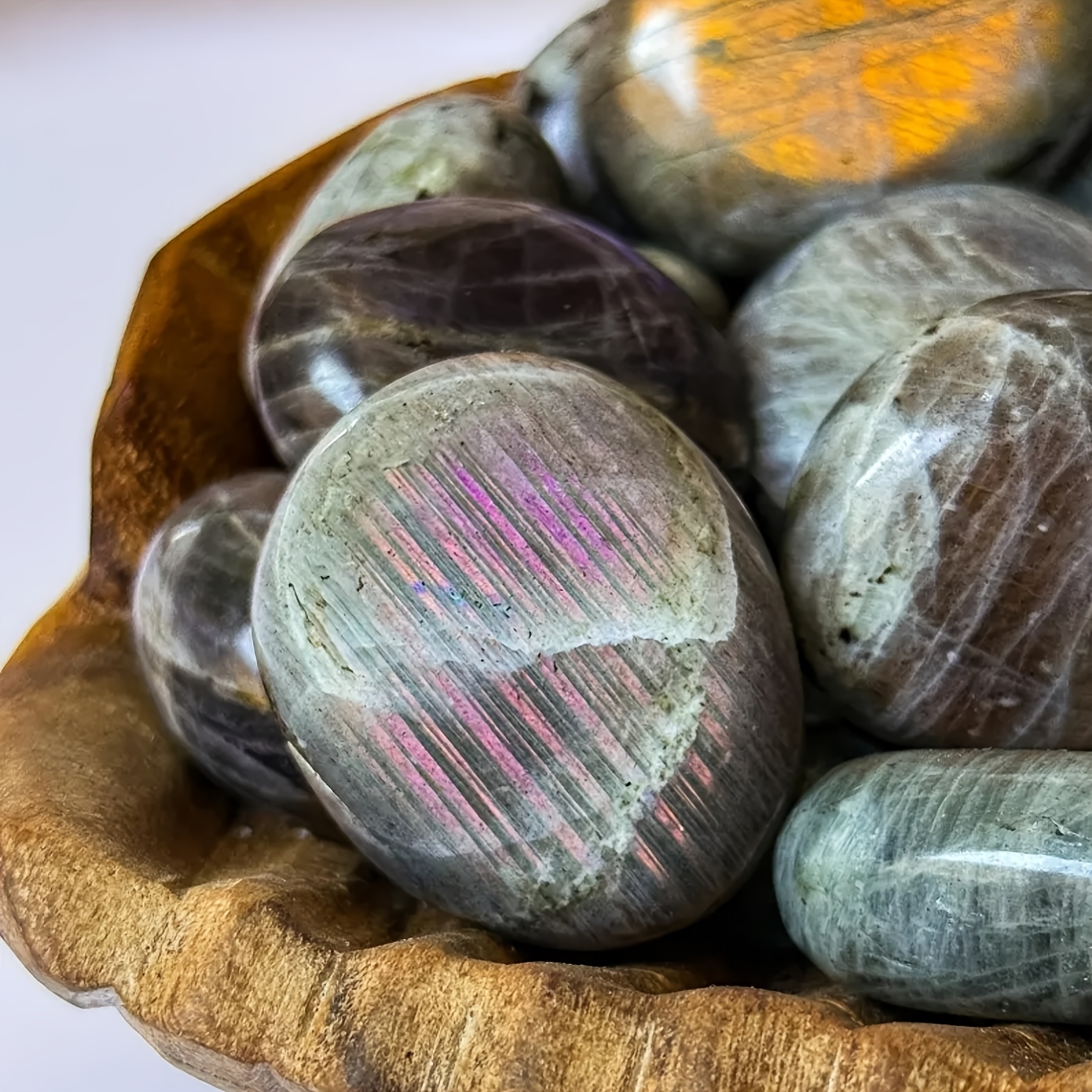 Shimmering Labradorite Natural Polished Palm Stone, 20-80G