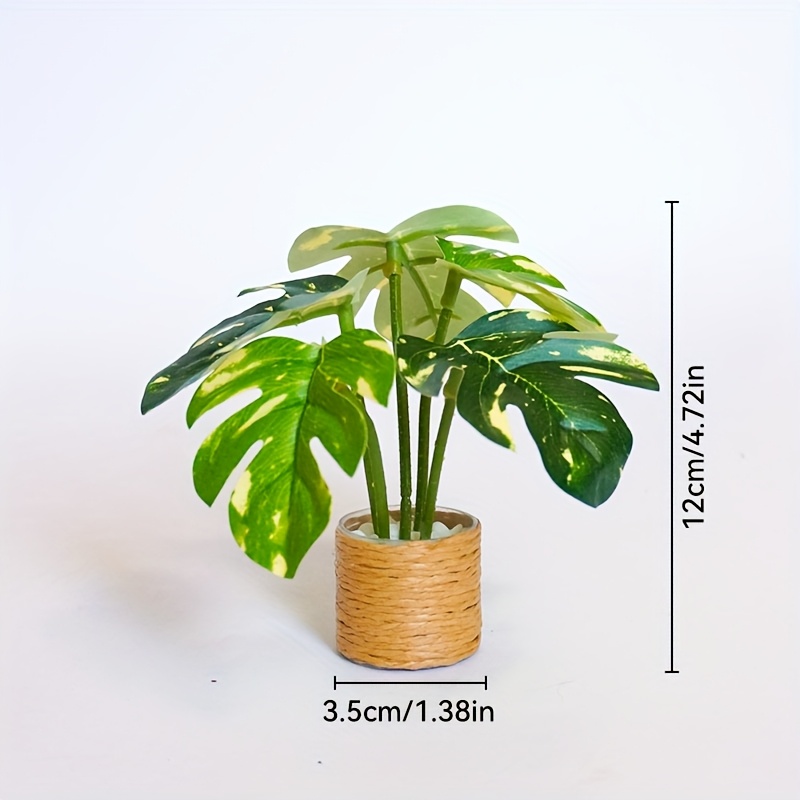 Zw01 Very Small Simulation Sprinkled Back Bamboo, Lovely Simulation Flower And Leaf Turtle Back Bamboo, Suitable For Doll House Decoration, Office Desktop Decoration, Handmade Miniature Flower Pots