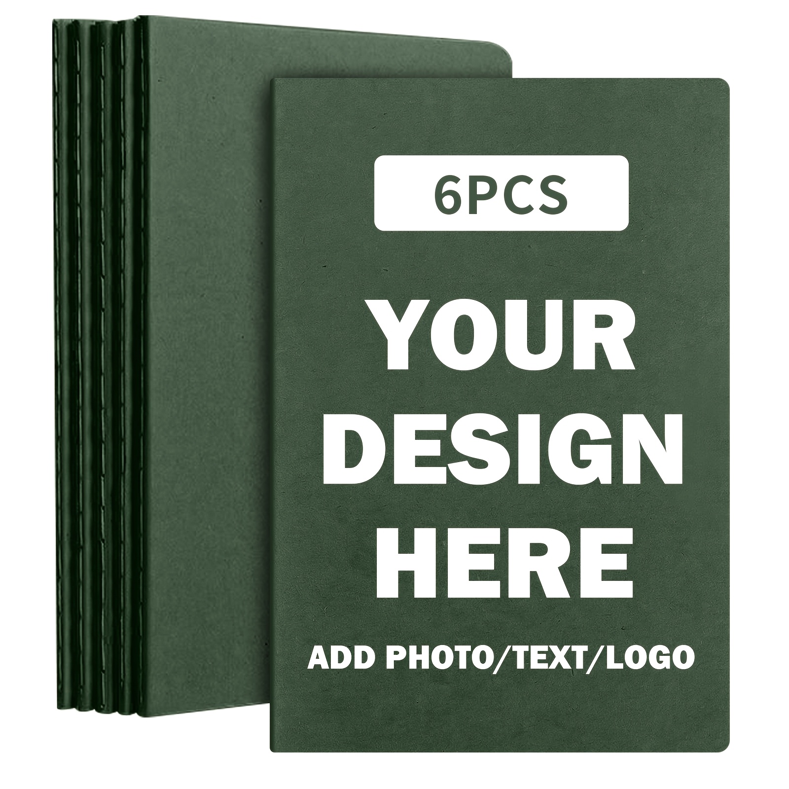 TEMU 6-pack Of Customizable A5 Notebooks With Your Text ; Bulk Designs; 100-page Lined Notebooks; Ideal For Back-to-school Supplies For Schools And