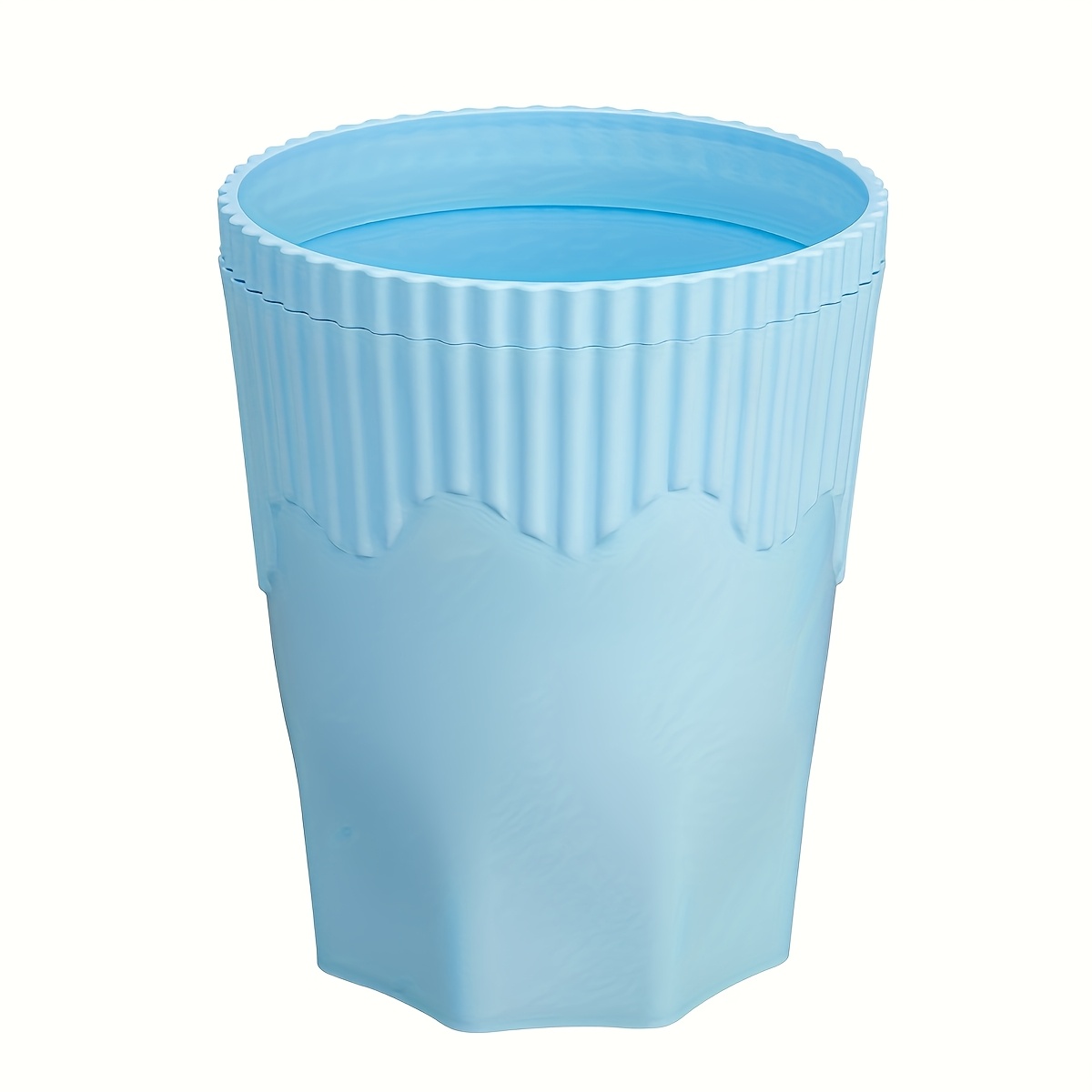 modern   white beige blue   button   lock lidless step trash can   waste bin with locking mechanism durable plastic cylindrical design for home bathroom bedroom   emptying no l Product details 3