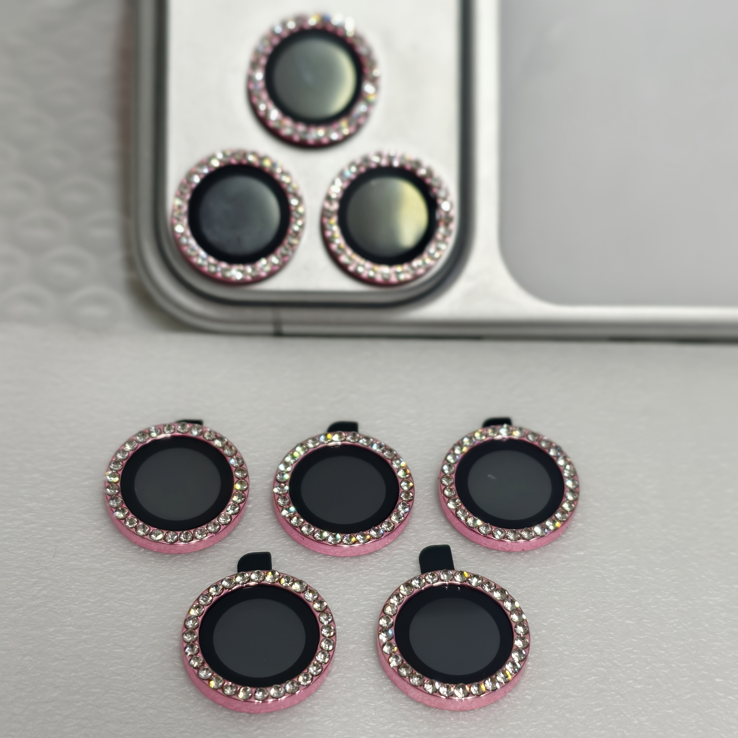 5-delni diamantno okrašeni zaščitniki za objektiv kamere mobilnega telefona, primerni za iPhone 17 Pro Max, 16, 15, 14, 13, 12, 11 in druge