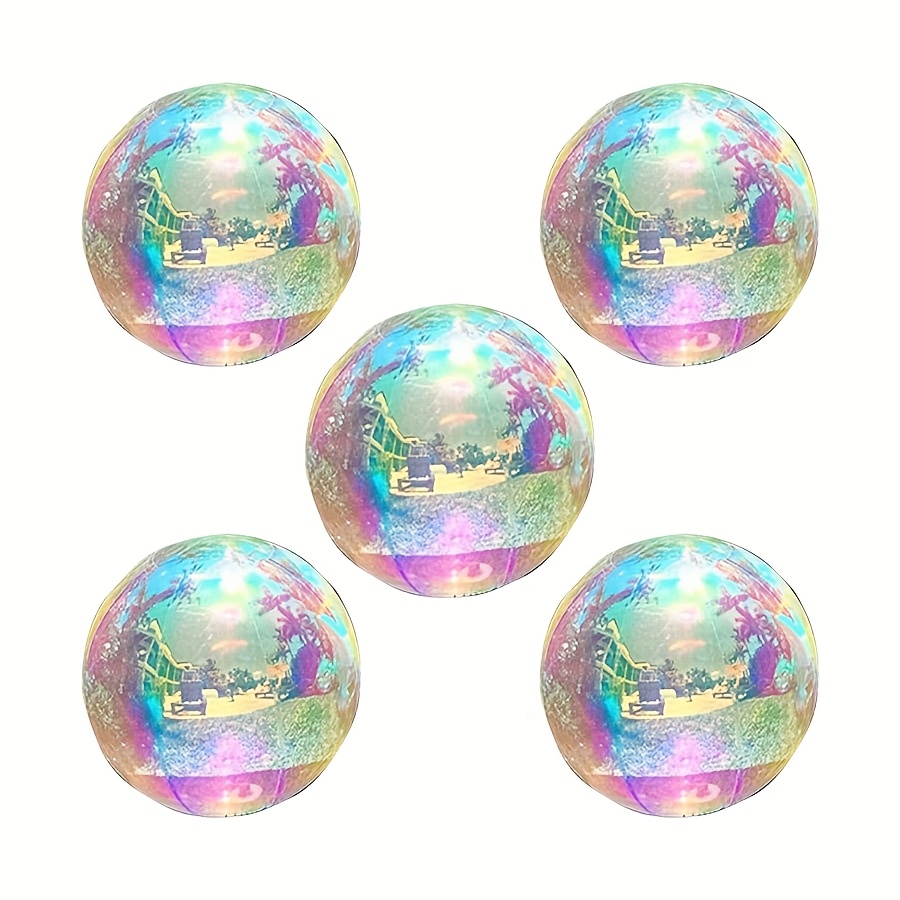 Image of 5pcs Colorful Transparent 4d Effect Foil Balloons, Holographic Round Foil Balloons, Suitable For Birthday Party, Bachelorette Party, Engagement, Wedding, Princess Theme